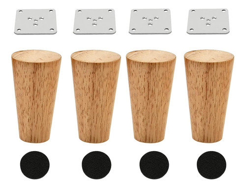 Juego De 4 Patas Para Muebles De Madera De 4 Pulgadas, Redon