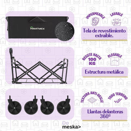 Carrito Portatil Multiuso Para Mascota, Niños,playa Inmatmex
