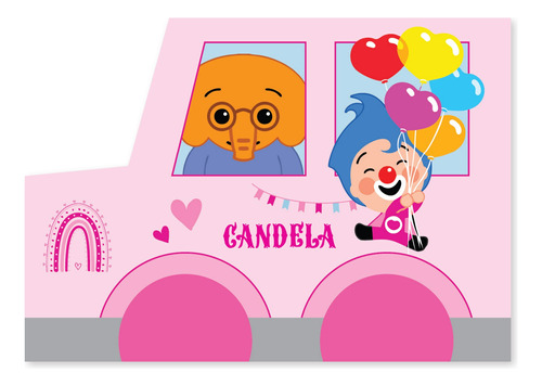 Camion Imprimible Payaso Plim Plim Rosa Tukit