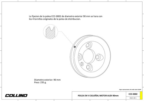 Polea Cigueñal Vw Gol Escort Motor Ap Aluminio 90mm Collino