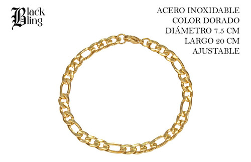 Jgo Collar Y Esclava Color Oro Eslabon Cartier Acero Hombre