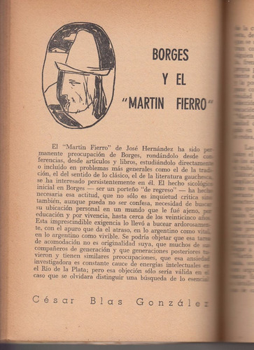 1955 Borges Y El Martin Fierro Cesar Blas Gonzalez Nexo Nº 1