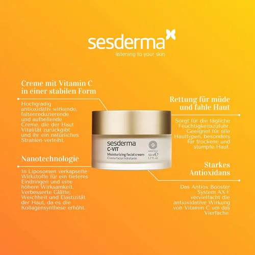 Crema Facial Hidratante Sesderma C-vit Vitamina C 50ml Seca