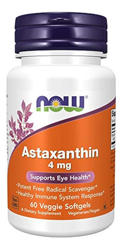 Ahora Los Alimentos  Astaxantina Protección Celular 4 Mg 733