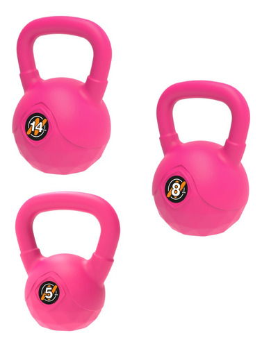 Set 3 Pesas Rusas De 5 Kg + 8 Kg + 14 Kg Fitnesas Kettlebell