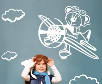 Comprar Vinilos Decorativos Infantil Avion Grande Oso Nubes Nene