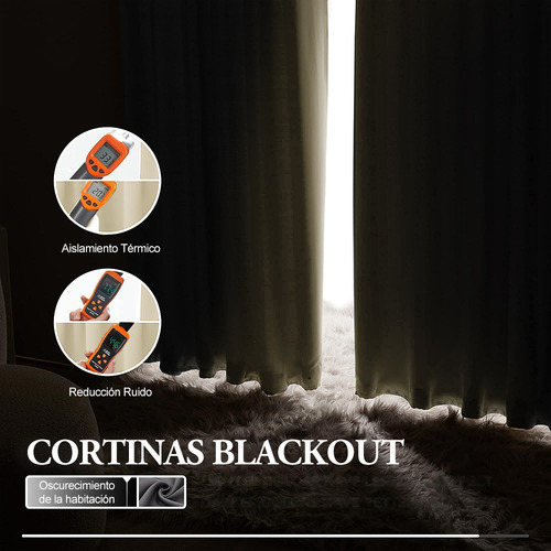 Nanwei Cortina Blackout 132x214cm Con Varilla Bolsa 2 Piezas Color Beige