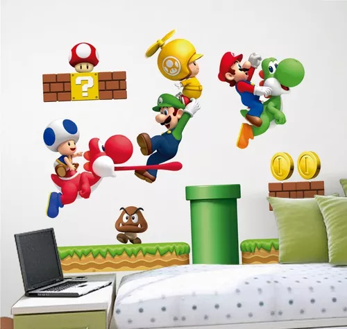 Pegatinas de Mario Bros Decoración de Pared, Muebles Modelo C