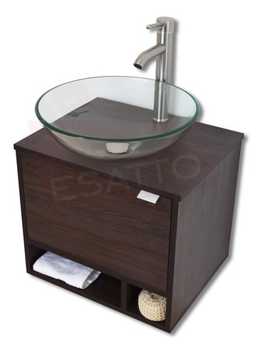 Esatto® Mueble Baño Dcta Drop Lavabo Vidrio Llave Desagües