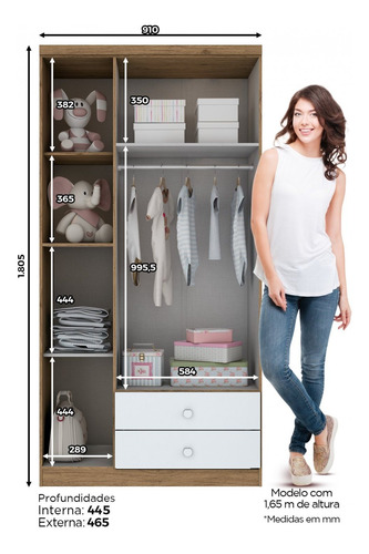 Imagem 9 de 12 de Quarto Infantil Com Guarda Roupa 3 Portas Cômoda E Hh