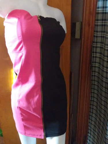 Vestido Corto S Salmon Y Negro