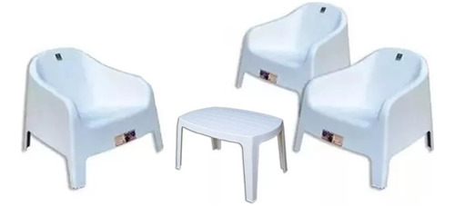 Combo 3 Sillon Skarpo Blanca 1 Mesita Ratona Mascardi