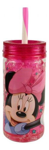 Copo Congelante Com Canudo Minnie Rosa Mouse Disney Oficial 