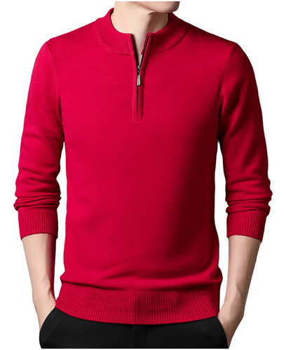 Blusa Para Hombre, Cuello Redondo, Punto, Color Liso, Con Cr