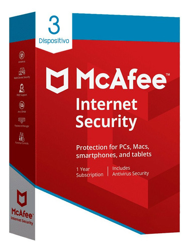 Antivirus Mcafee Internet Security | 3 Dispositivos | 1 Año