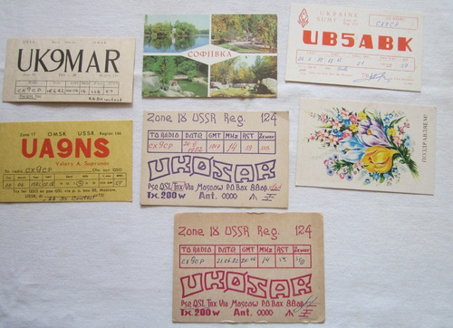 7 Postales Antiguas Qsl Radio Aficionado De Union Sovietica