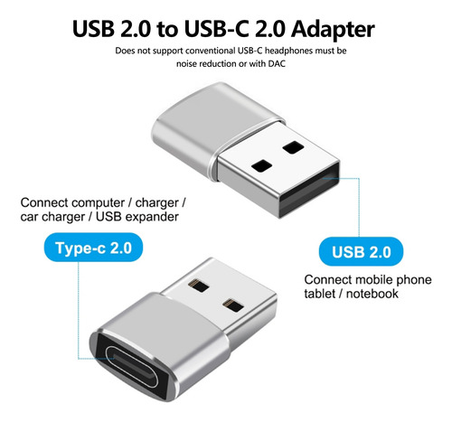 Soporte De Adaptador Usb-c Hembra A Usb 2.0 Macho De Aleació