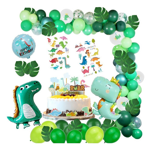 Kit De Globos Decorativos Con Diseño De Dinosaurio