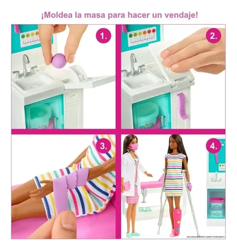 Muñeca Barbie Play Set Clínica Médica + Muñeca Y Accesorios