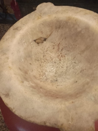 Mortero Mármol Antiguo Grande Con Pilón De Madera (Usado)