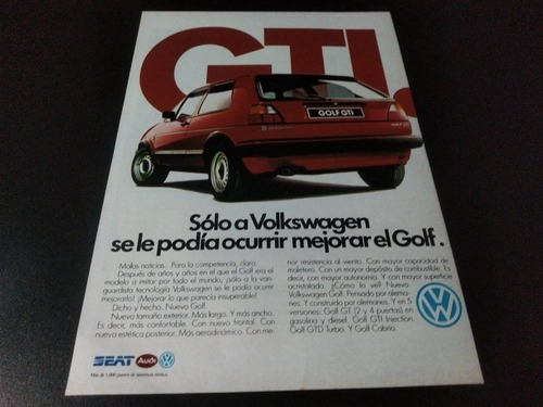 (pa632) Publicidad Clipping Volkswagen Golf Gti * 1984
