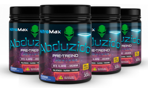 4x Abduzido Pre Treino Nitro Max Blueberry 300g