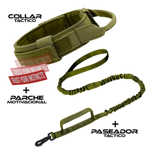 Combo Perro / Collar Táctico + Paseador Táctico + Parche 