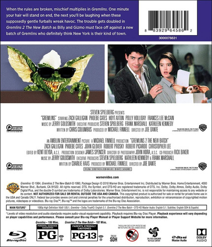 Blu Ray Pack Doble. Gremlins Y Gremlins 2 The New Batch