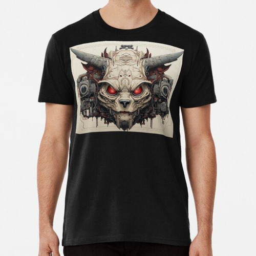 Remera The Head Of A Cyberbeast With Red Eyes And Horns Algo