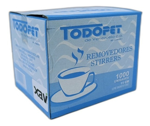 Imagen 1 de 3 de Bulto 18x1000 Pitillos Removedor Cafe 11cm Todopet 1124 Xavi
