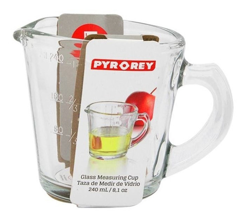 Imagen 1 de 3 de Taza Medidora Vidrio 240ml Pyr-o-rey Set 2 Pzs