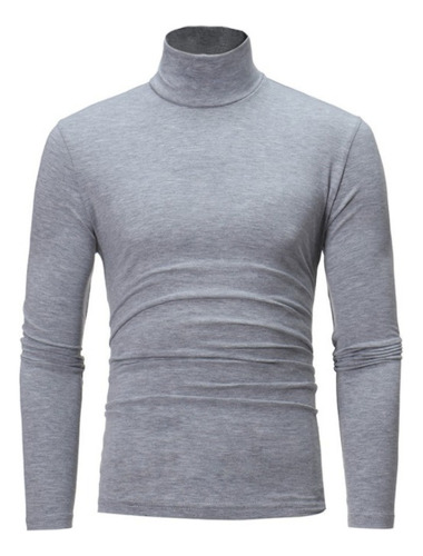 Polera Cuello Alto Polar Hombre Larga Premium Textura Suave