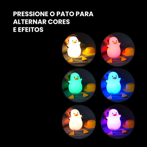 Lâmpada Noturna De Silicone Pato Luminária Touch Abajur Infantil Quarto Led Recarregável Shopthis