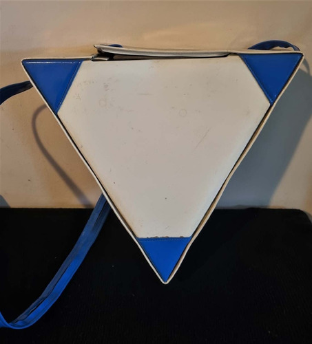 Antigua Cartera Triangular En Charol Blanco Vintage. M