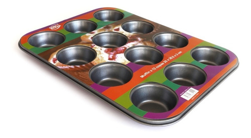 Molde Muffins Cupcakes Teflón Reposteria Antiadherente X12