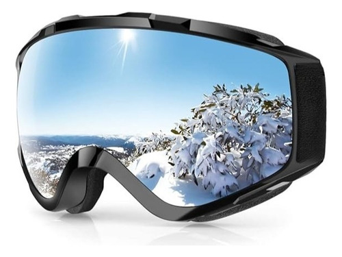 Antiparras Ski Snow Hasliberg Frost Antiempaño Uv400 Estuche Lente Vlt 14 Silver Mirrored Armazón Negro