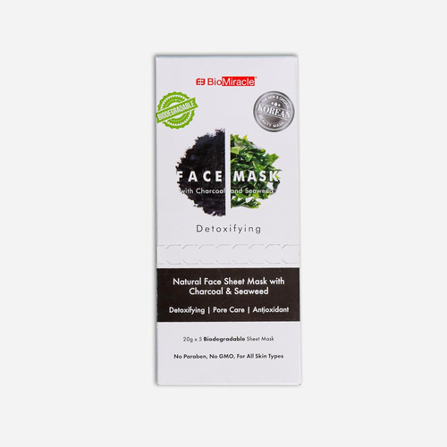 Biomiracle Mascarilla Detox Con Carbón Y Algas, 5 Piezas