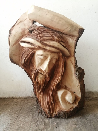 Rostro De Cristo Tallado En Madera. Pieza Única!! Excelente!