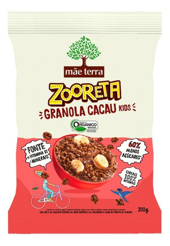 Granola zooreta cacau produto orgânico Mãe Terra