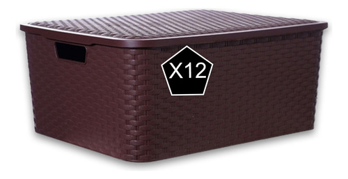 X12 Cajas Organizadora Ropa Juguetes Símil Ratan Grande Xl