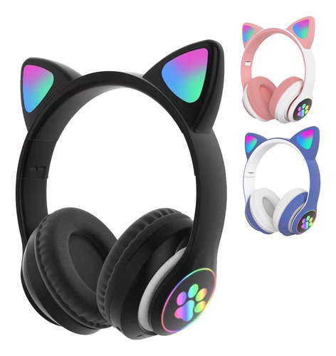 Diadema Con Auricular Bluetooth Oreja De Gato Rgb Led Bg-116