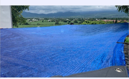Imagen 4 de 5 de Malla Sombra(azul)4x5, Confeccionada, Lista Para Colocar.