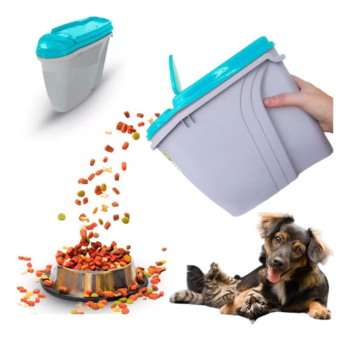 Dispenser Home Porta Ração Plast Pet 3,5l Diversas Cores Cor Azul Pote Home Para Ração Plast Pet