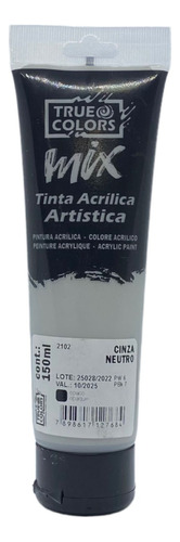 Tinta Acrílica Artistica Mix 150ml True Colors Cor Cinza neutro