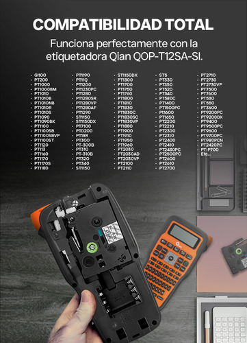 Cinta Etiquedora Qian, 6 Piezas, Compatible Con Brother P-touch, 9mm 0.375 Pulgadas, Negro/transparente, Largo 8m, Qze-121