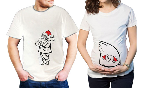 Playeras Parejas Navidad Futuros Papás Santaclos Y Costal