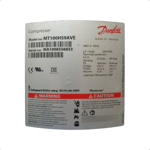 Compressor Hermético Danfoss Tri R22 380v Mt100-9vi