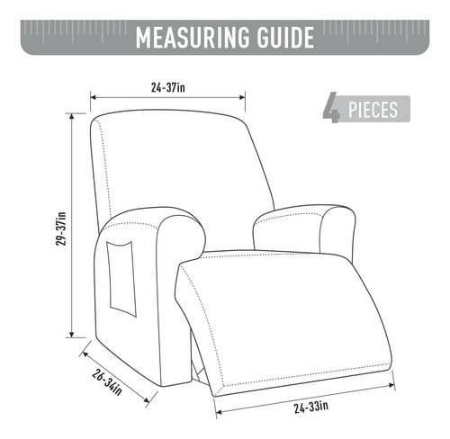 Funda Reclinable Taococo Para Sofá Elástica De 4 Piezas