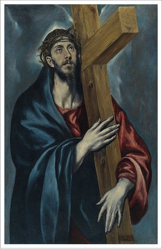 Lienzo, Tela, El Greco, Cristo Con La Cruz, 70x109cm