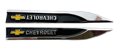 Par (2) Emblema Lateral Espadil Metal Chevrolet Negro